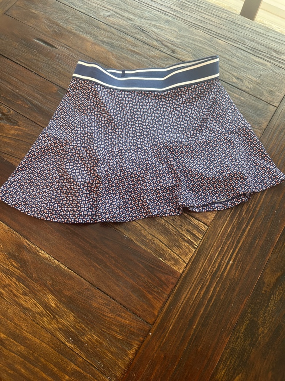 Peter Millar Navy Geometric Circle Skirt with Striped Waistband